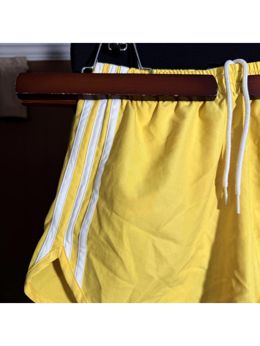 Adidas Yellow Vintage Athletic Swim Shorts with Stripes - Picture 5 of 7